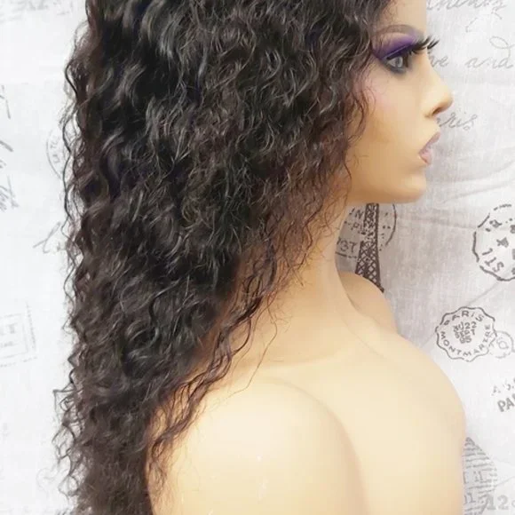 24" 100% Human Hair Wavy Curly Lace Frontal Wig (s1) - Picture 5 of 8